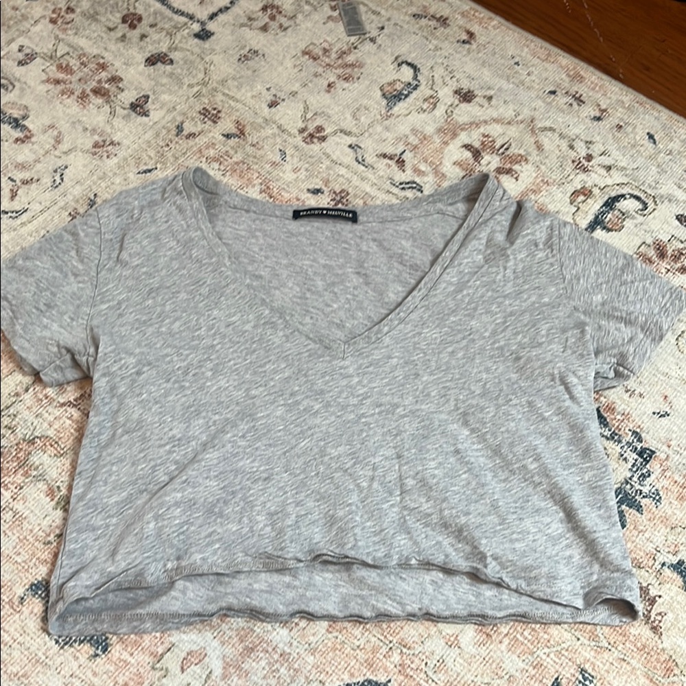 Gray V-Neck Women's Top